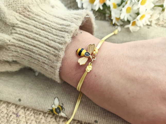 Bee Painted Enamel Wish Bracelet