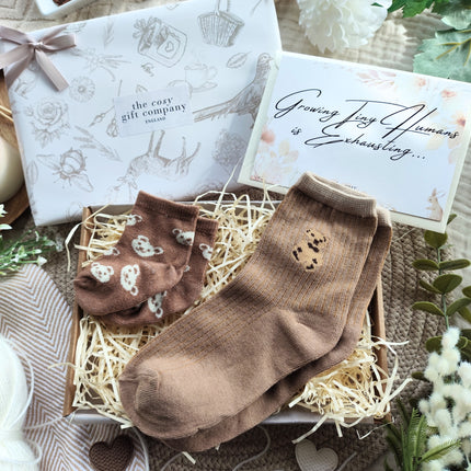 Brown Mummy & Me Socks Gift Box