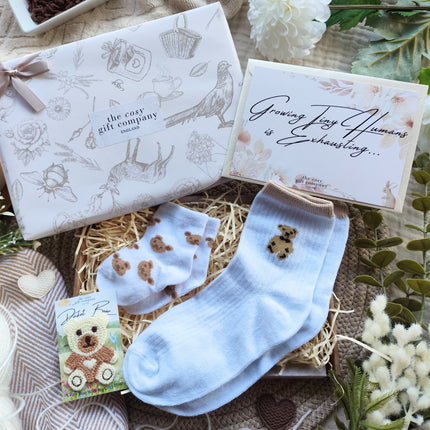 White Mummy & Me Socks & Teddy Bear Keepsake Gift Box