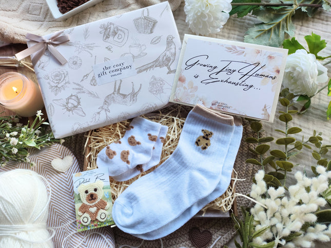 White Mummy & Me Socks & Teddy Bear Keepsake Gift Box