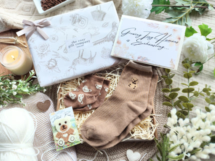 Brown Mummy & Me Socks & Teddy Bear Keepsake Gift Box