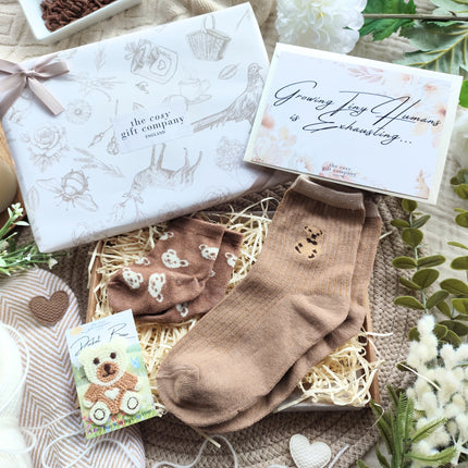 Brown Mummy & Me Socks & Teddy Bear Keepsake Gift Box