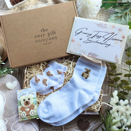 White Mummy & Me Socks & Teddy Bear Keepsake Gift Box