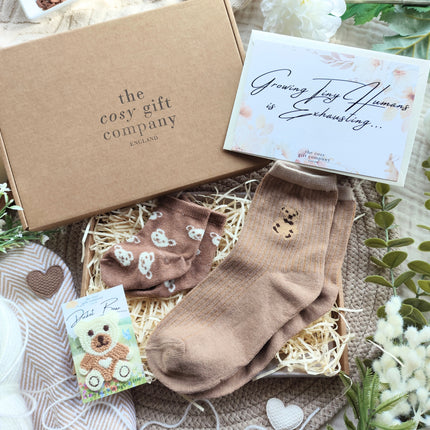 Brown Mummy & Me Socks & Teddy Bear Keepsake Gift Box