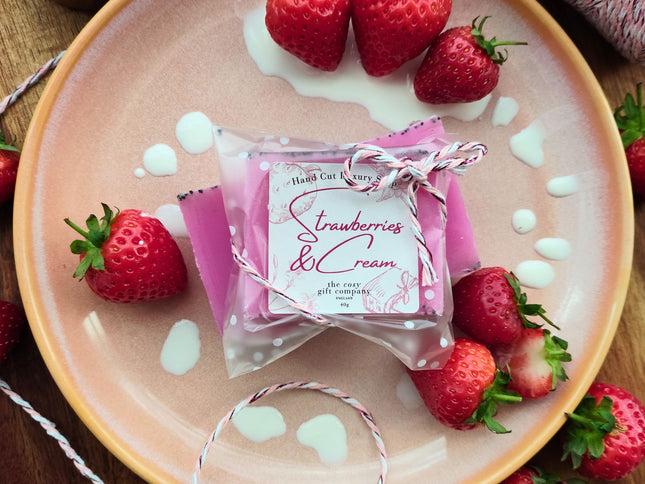 Handmade Vegan Soap Bar - Strawberries & Cream Scent | Cosy Gift Co