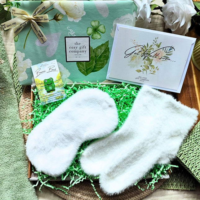 Get Well Soon - Socks & Eye Mask Bundle Gift Box | Cosy Gift Co